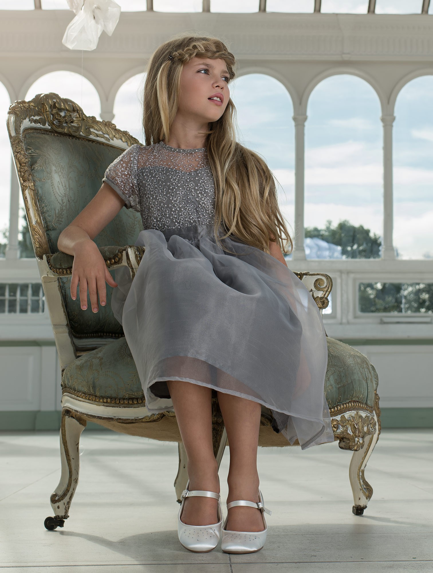 Princess Tulle Lace Girls' Pageant Dress Flower Girls Beading Knee Length Birthday Gowns Kids Formal Party Wear First Communion Dress