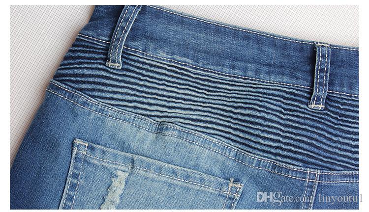 2020 Women`s Motorcycle Biker Zip Mid High Waist Stretch Denim Skinny Pants Motor Jeans For Women