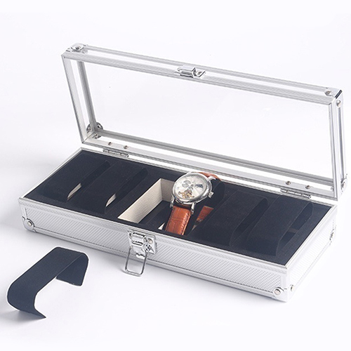 612 Grid Slots watch box convenient light watch winder Jewelry Wrist Watches Case Holder Display Storage Box Aluminium organize