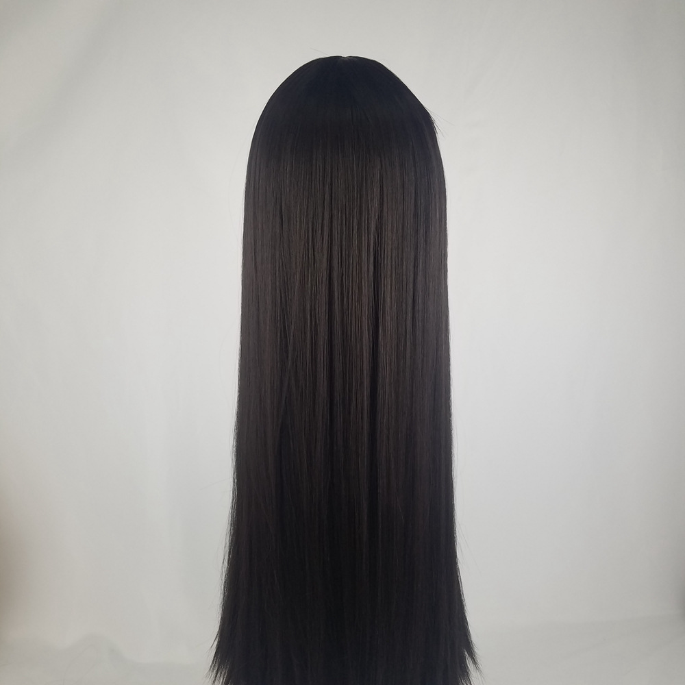 Woman long straight hair before lace wig black lifelike in the wigs women chemical fiber hair head set wholesale