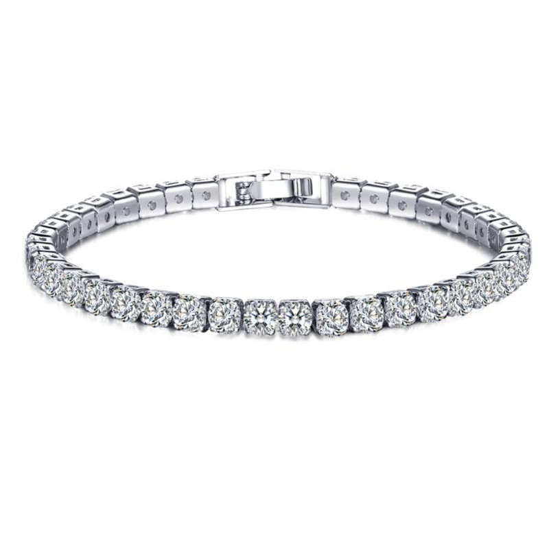 2020 Ins Top Sell Luxury Jewelry 18K White Gold Fill Silver Tennis Bracelet White Topaz CZ Diamond Stack Party Charm Women Wedding Bangle