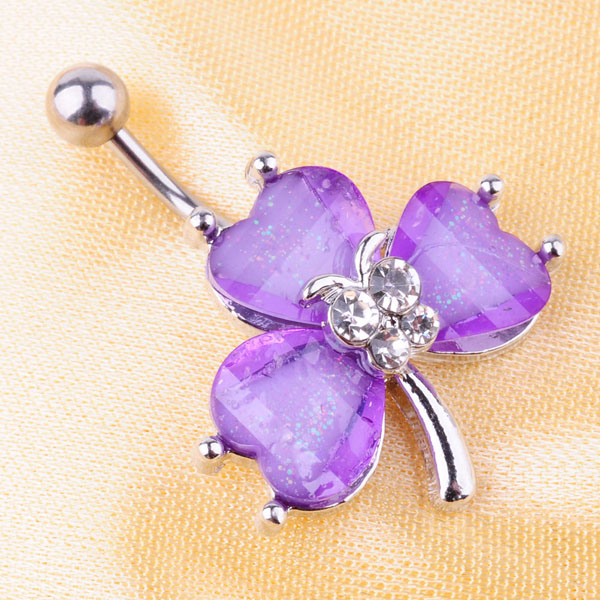 YYJFF D0688 Purple Color Leave Belly Navel Stud For Fashion Jewelry Piercing Body