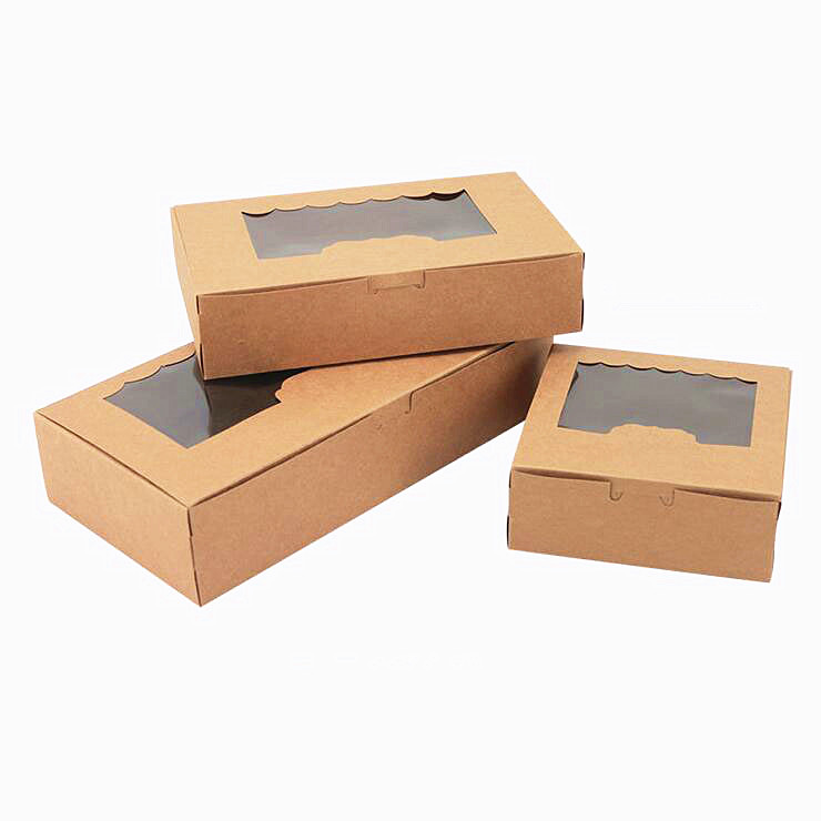 New Arrival Kraft Cookies Boxes with clear Window 20pcs/lot Cake Candy Boxes Favor For Party Guests