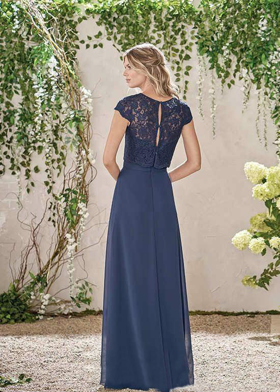 Elegant Cheap Dark Navy Long Bridesmaid Dress Two Pieces Lace Maid of Honor Dress Wedding Guest Gown Custom Made Plus Size