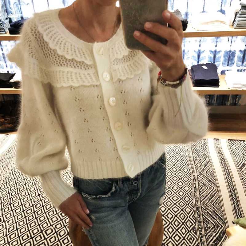 2019 Autumn Sweater Winter Fashion Single-breasted V-neck sweater women hollow cardigan Knit Female sweet ruffles Chic Cardigan, Beige
2019 Autumn Sweater Winter Fashion Single-breasted V-neck sweater women hollow cardigan Knit Female sweet ruffles Chic Cardigan, Beige