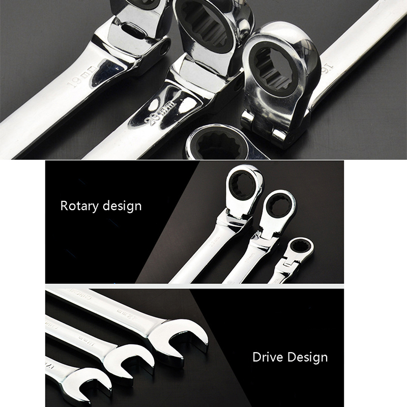 8-24mm Flexible Head Combination Ratchet Wrench Automatic Heads Labor-saving Open & Torx Wrenchs Auto Repair Hardware Tools