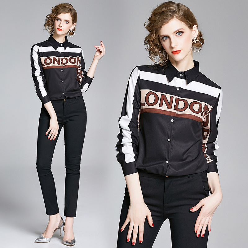 Beautiful Fashion Women Printed Designer Lapel Shirts Long Sleeve Runway Elegant Ladies Casual Office Blouses Button Front Slim Black Tops, Customize
Beautiful Fashion Women Printed Designer Lapel Shirts Long Sleeve Runway Elegant Ladies Casual Office Blouses Button Front Slim Black Tops, Customize