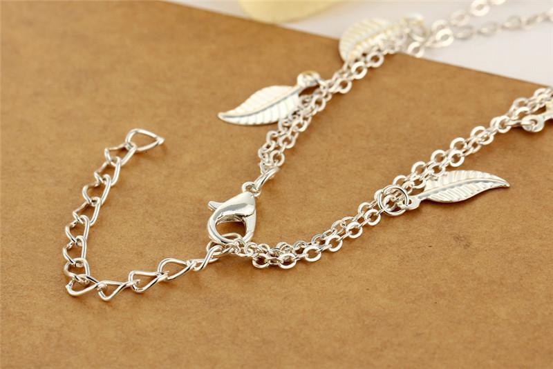 Women Gold Leaf Charm Anklets Real Photos Gold Chain Ankle Bracelet Fashion 18k Gold Ankle Bracelets Foot Jewelry GB1485