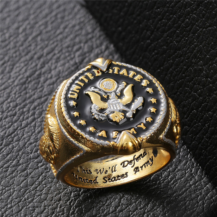 Newest Officers United States USA Army Ring Brass Material Gold This we'll defend Military Rings Men's Jewelry With Black Enamel
Newest Officers United States USA Army Ring Brass Material Gold This we'll defend Military Rings Men's Jewelry With Black Enamel
