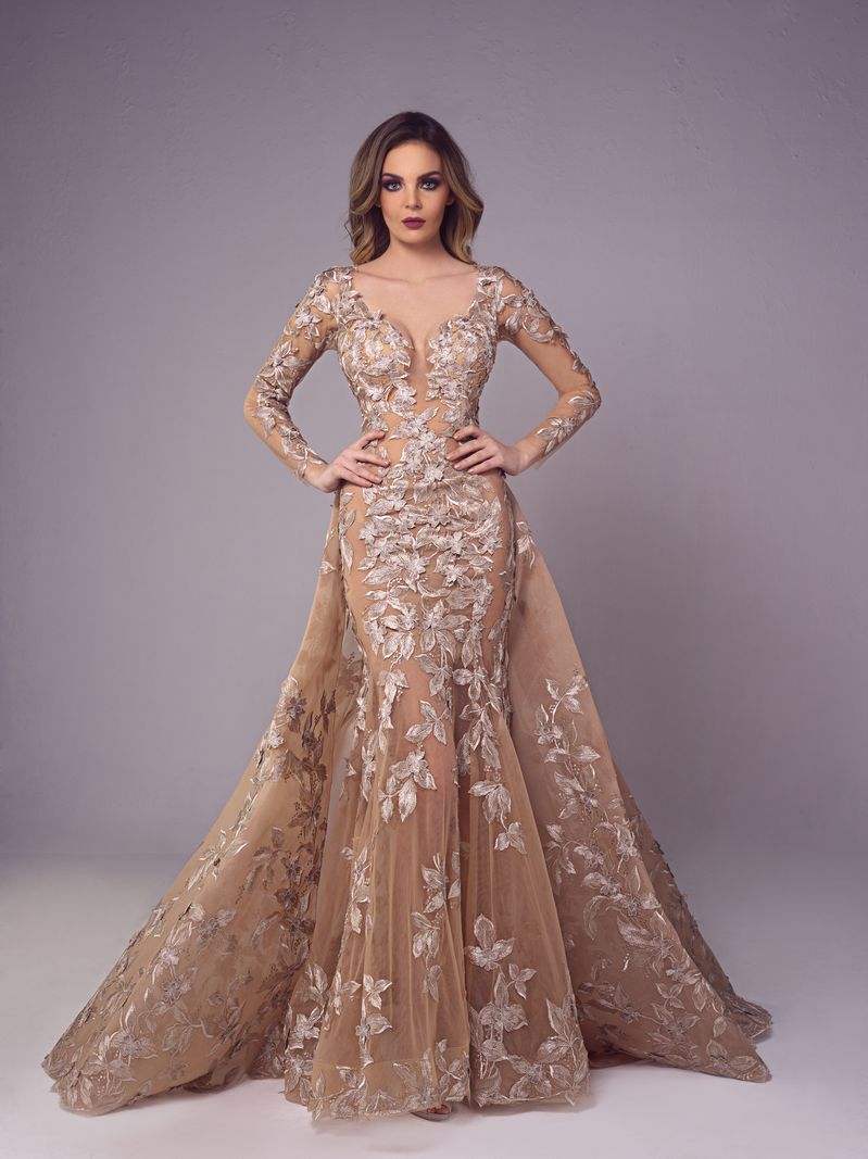 2022 Vintage Mermaid Prom Dresses Gold Lace Appliqued Illusion Sexy Bridal Gowns Detachable Train Plus Size Party Evening Dresses