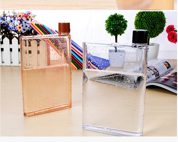 A5 A6 Paper Cup Bottles Flat Water Bottle Bpa Free Clear Book Portable Paper Pad Water Bottle Flat Drinks Kettle Notebook
