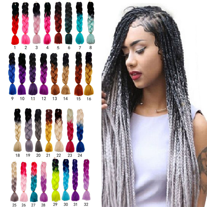 30 Colors 60CM Women Jumbo Crochet Braiding Ombre Color Synthetic Kanekalon Hair Extensions Long Straight Ombre Grey Hair Piece
30 Colors 60CM Women Jumbo Crochet Braiding Ombre Color Synthetic Kanekalon Hair Extensions Long Straight Ombre Grey Hair Piece