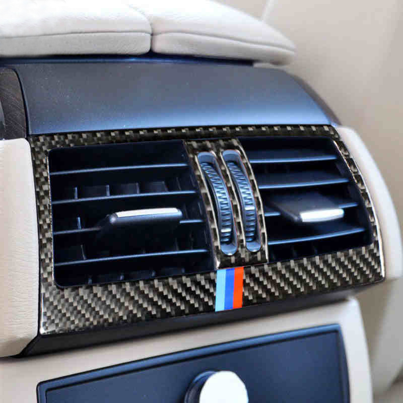 Carbon Fiber Car Center Console Air conditioning vent decorative frame air outlet Cover trim Stickers for BMW E70 E71 X5 X6 Auto Accessories