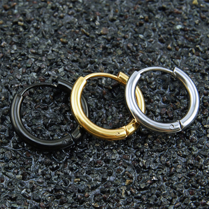 PINKSEE 1 Pair Stainless Steel Simple Round Stud Earring For Man Unisex 3 Colors Ear Piercing Jewelry Gifts