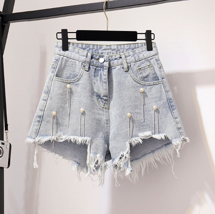 Women Blouse Jeans Shorts Two Piece Set 2020 Summer V-Neck Pearl Tassel High Waist Shorts Suits Solid Denim Outfits Set, White
Women Blouse Jeans Shorts Two Piece Set 2020 Summer V-Neck Pearl Tassel High Waist Shorts Suits Solid Denim Outfits Set, White