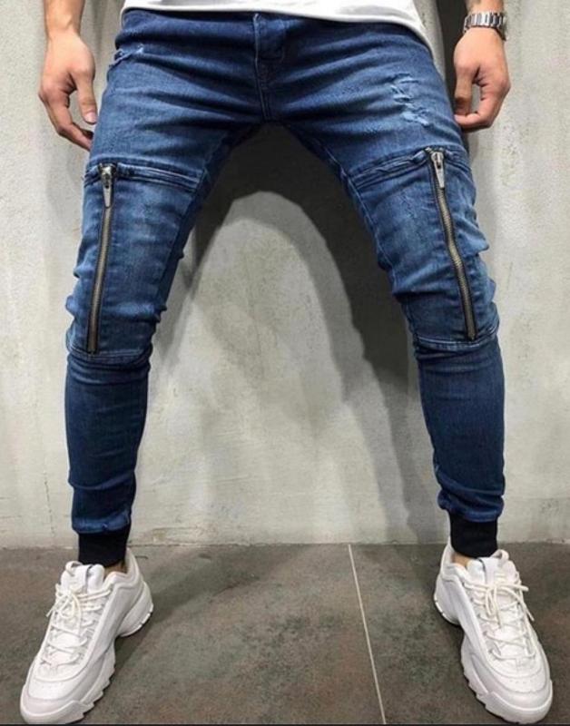 Men's Jeans Mens Skinny Slim Fit Ripped Big And Tall Stretch Blue For Men Distressed Elastic Waist M-3XL