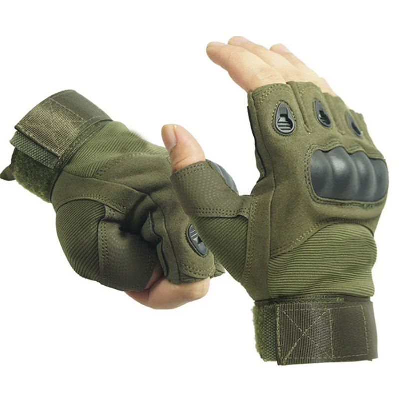 Fashion-men and women sports half-finger gloves tactical gloves Army Fighting slip joint carbon fiber shell