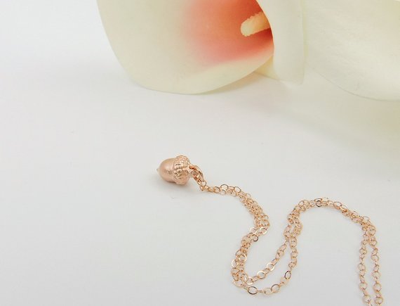 Cute Pinecone Necklace Tiny Acorn Necklace Minimal Dainty Pine Cone Necklace Small Squirrel Nut Necklaces for Lucky Gifts