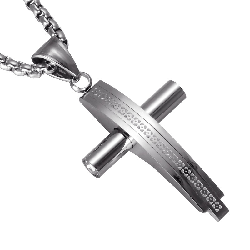 Stainless Steel Cross Pendant Necklace 18K Gold Plated Men Women Necklace Christian Jewelry Gold Silver Color