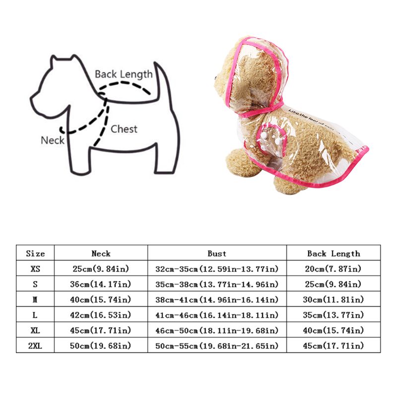 Pet Rain Coat Waterproof PVC Transparent Windproof Rainy Clothing Dog Puppy Jacket Hoodie Teddy Clothes Raincoat Summer Pets Coa