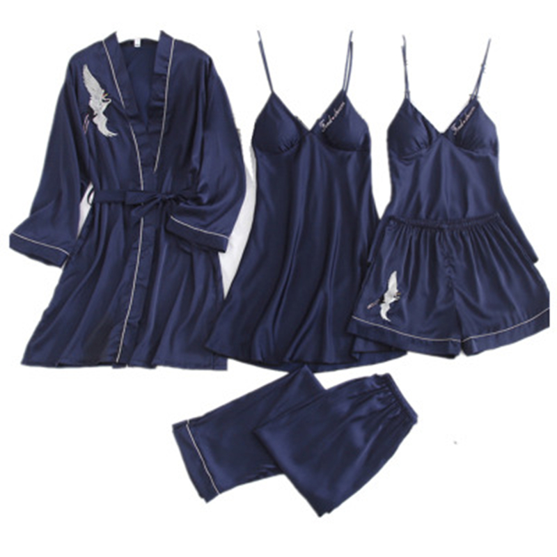 Daeyard Women's Pajamas 5 Pieces Satin Pajama Sets Sleepwear Silk Home Wear Embroidery Sleep Lounge Sexy Lace Pyjamas Nightwear
Daeyard Women's Pajamas 5 Pieces Satin Pajama Sets Sleepwear Silk Home Wear Embroidery Sleep Lounge Sexy Lace Pyjamas Nightwear