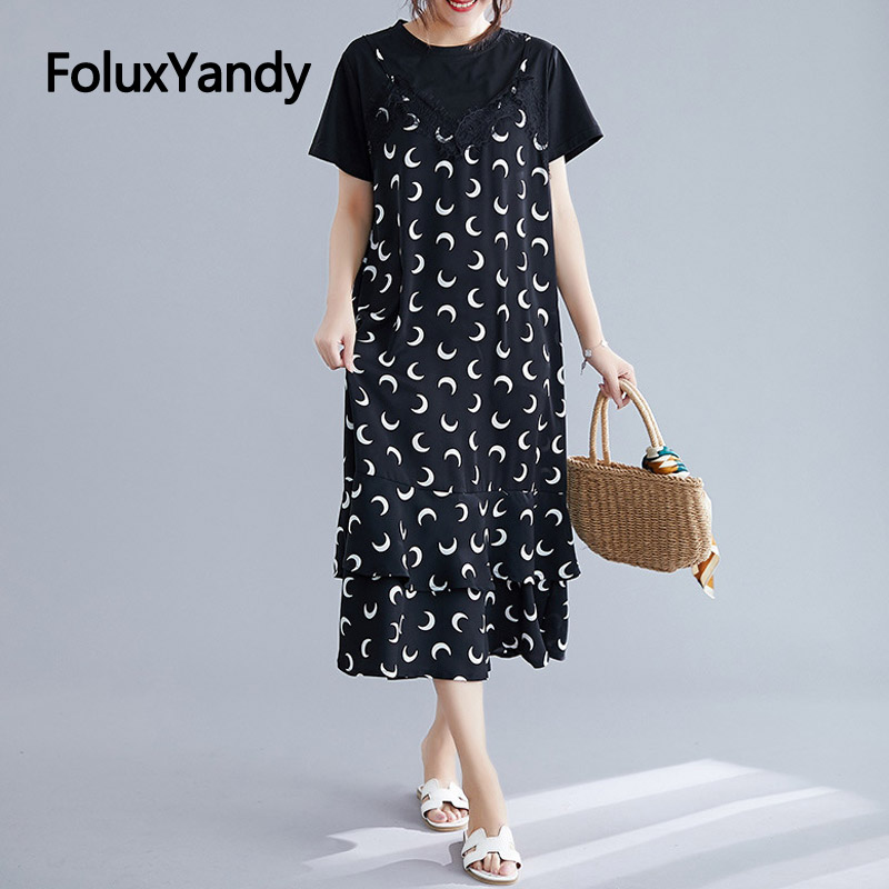 A-line Chiffon Dress Summer Style Women Plus Size Casual Print Lace Midi Dress Black Vestidos NQYL132
A-line Chiffon Dress Summer Style Women Plus Size Casual Print Lace Midi Dress Black Vestidos NQYL132