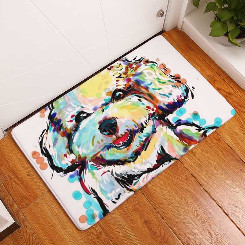Modern flannel mats Lovely Dog Printing Carpets Anti-slip Floor Mat kitchen Living room Outdoor Rugs Animal DoorMat 40x60cm
