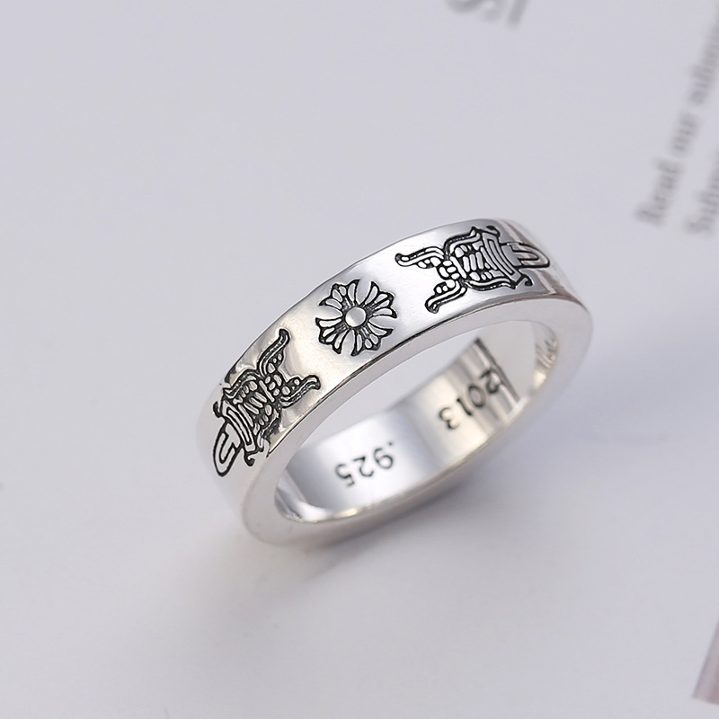 925 sterling silver crosses vintage band rings American European punk gothic hand-made designer antique silver luxury jewelry