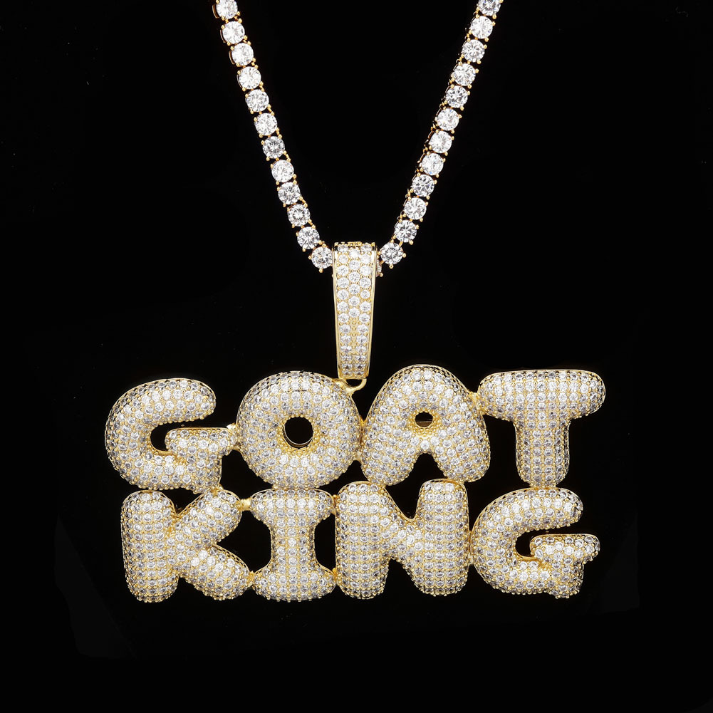 New personalized A-Z Big Initial Bubble Letters Custom Name Pendant Necklace Iced Out CZ 18K Gold Plated Hiphop Jewelry for Men Women