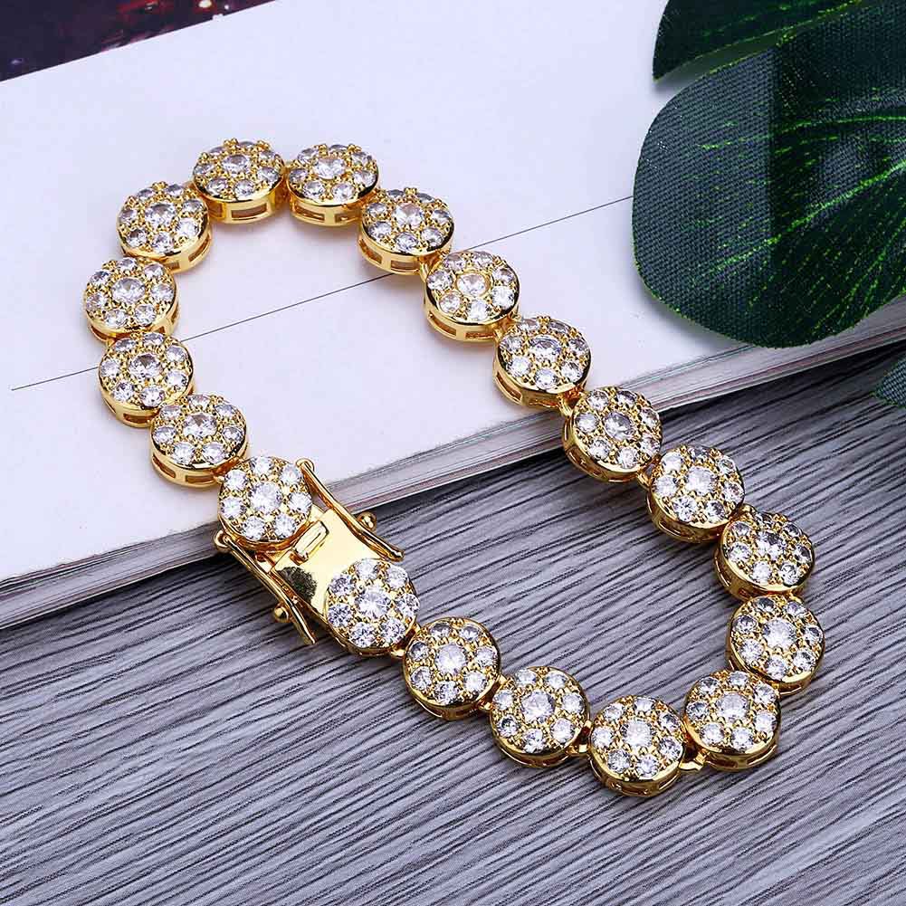 Hip Hop Designer Jewelry Mens Gold Bracelets Luxury Bangles Iced Out Diamond Tennis Bracelet Style for Love Rock Link Chain