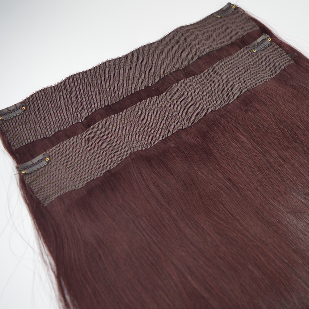100g One Piece Flip In Human Hair Extensions 99J Color Dark Red Color Clip In Human Hair Extensions Highlights