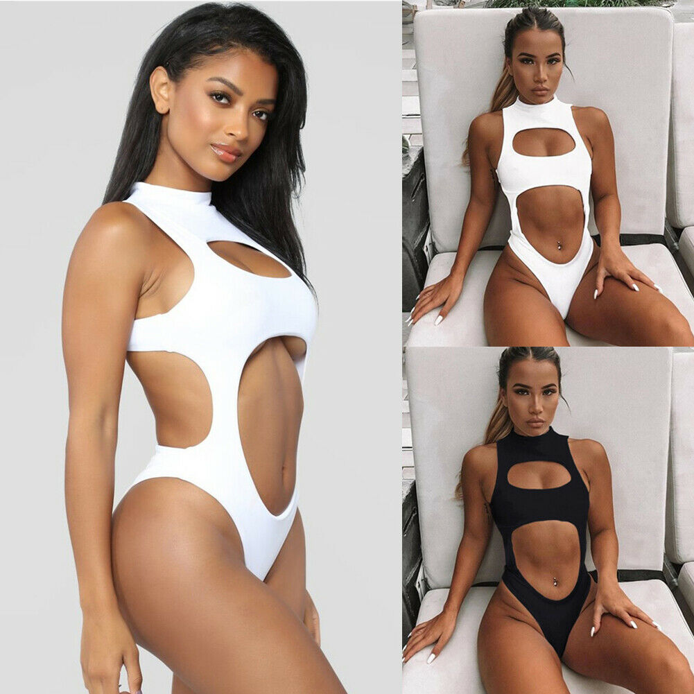 Solid One Piece Women Sexy Swimsuit Halter Bandage Bikini Swimwear Bathing Suit, White
Solid One Piece Women Sexy Swimsuit Halter Bandage Bikini Swimwear Bathing Suit, White
