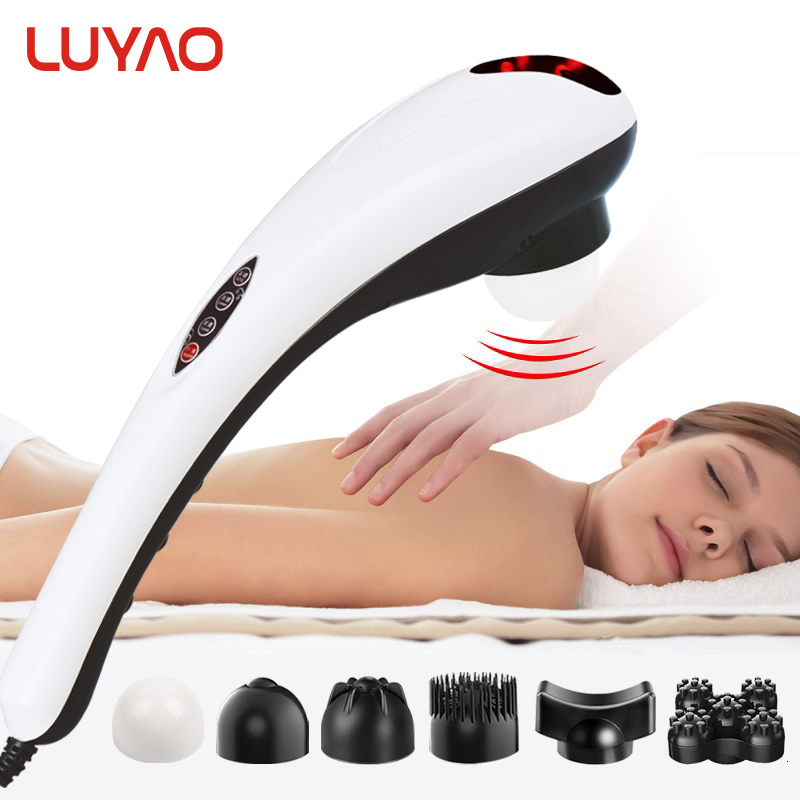 LUYAO Electric Massager Back Neck Massage Hammer Vibration Stick Roller Cervical Body Massage Relaxation Pain 6 In 1 T191116