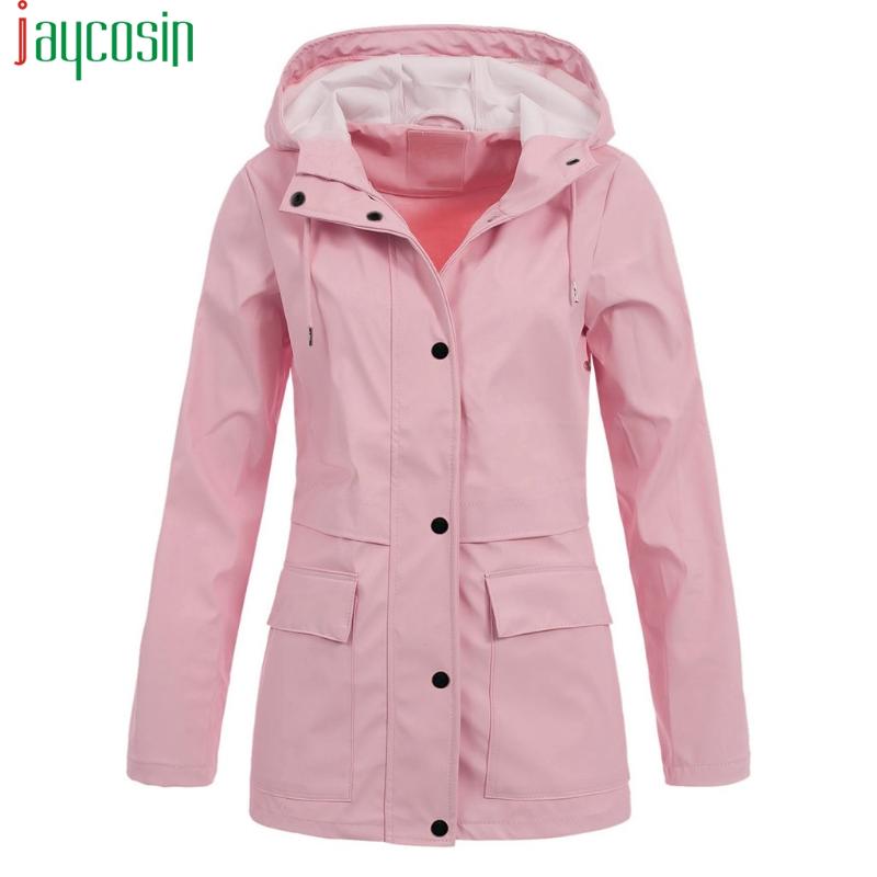 Women Long Waterproof Jacket Hooded Loose Large Pocket Long Sleeve Ladies Tops Plus Size Female Casual Outdoor Coats Raincoat