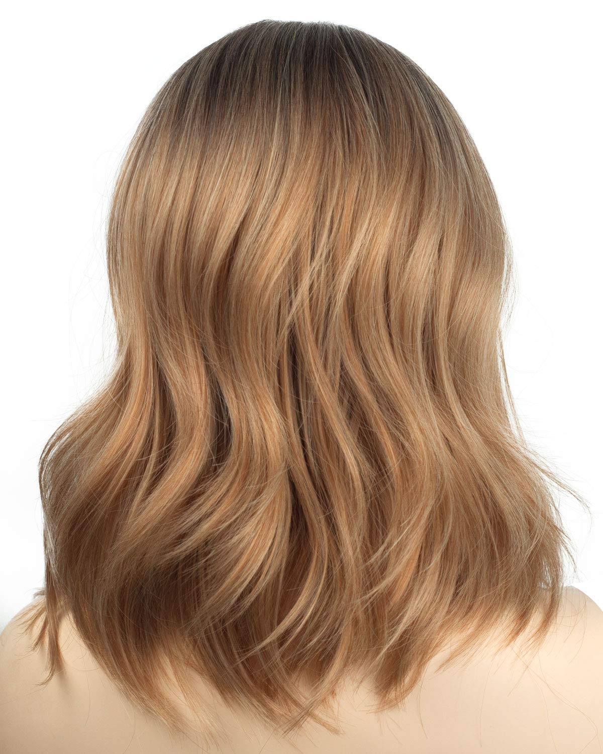 Pretty Charming Dark Brown Short Natural Casual Wavy loose wave Side bangs hair wigs for black women 14 Inches (Dark Brown-643)