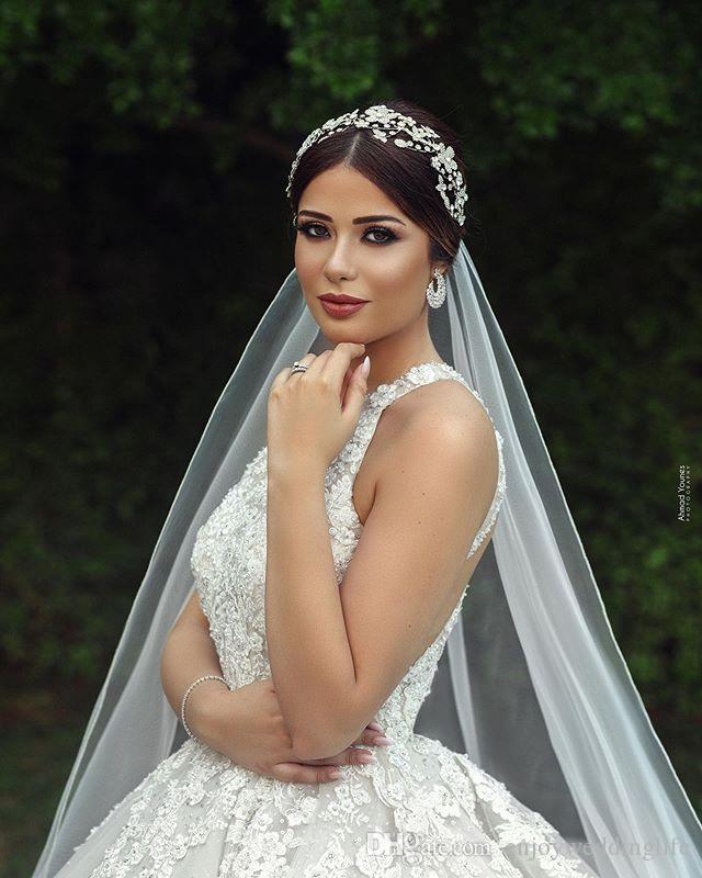 Lace Dubai Arabic Ball Gown Dresses Tulle Jewel Neck Backless Wedding Dress Bridal Gowns Plus Size Robe De Mariee s