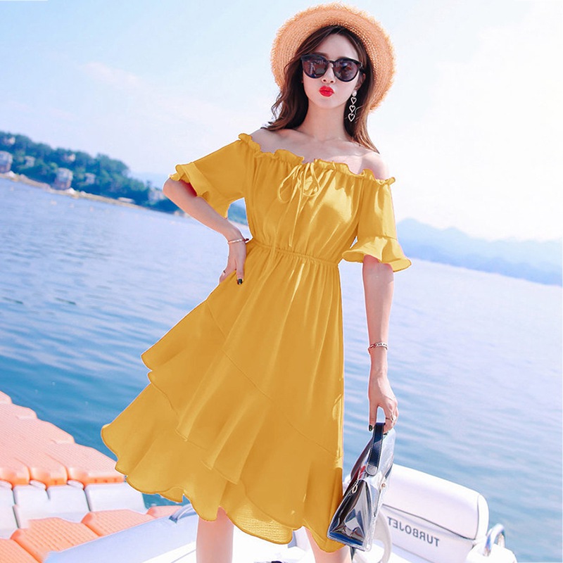 Women Ruffles High Waist Dress Summer Plaid Slash Neck Dresses Off Shouder Beach Casual Vestidos
Women Ruffles High Waist Dress Summer Plaid Slash Neck Dresses Off Shouder Beach Casual Vestidos