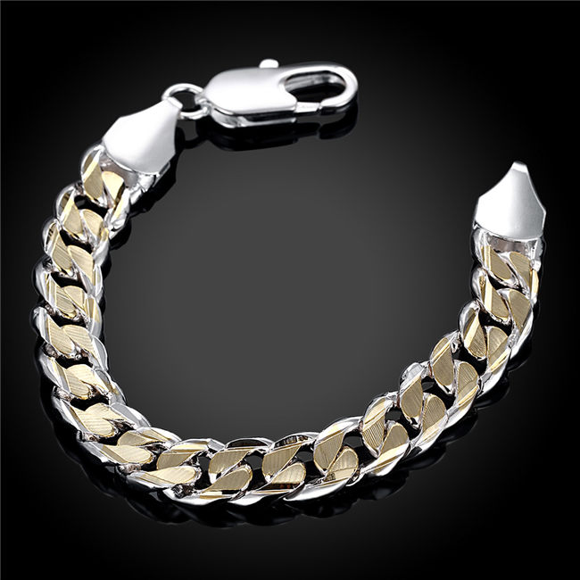 Hot sale 925 silver Dichroic sideways shrimp buckle bracelet DFMCH113, brand new fashion 925 sterling silver plated Chain link bracelets