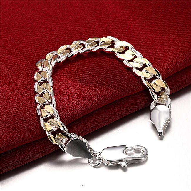 Hot sale 925 silver Dichroic sideways shrimp buckle bracelet DFMCH113, brand new fashion 925 sterling silver plated Chain link bracelets