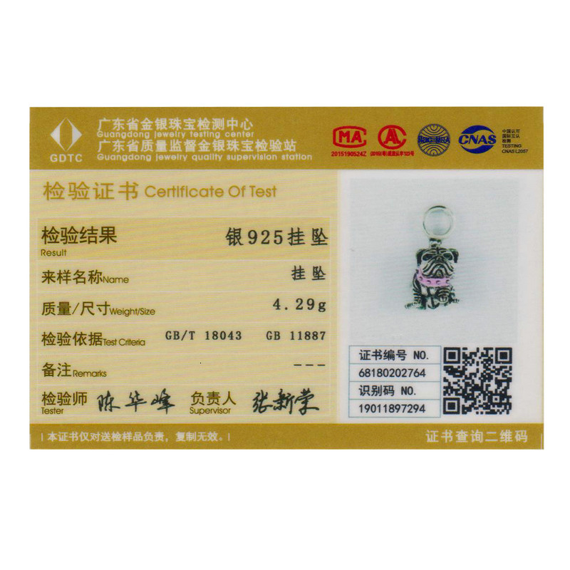 Authentic 100% 925 Sterling Silver Cute Animal English Bulldog French Pendant Bead Fit Original Charms Bracelet Jewelry Making CJ191116
