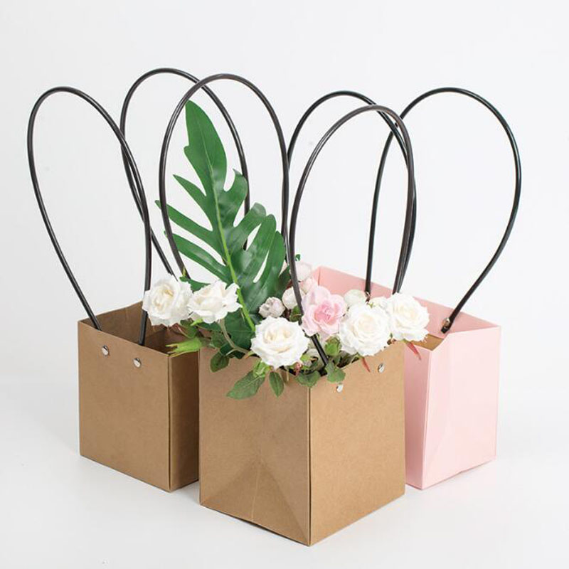 Gift Wrapping Bags With Handle Wedding Birthday Party Favor Gift Kraft Paper Package Bags Food Flower Storage Bag QW9728