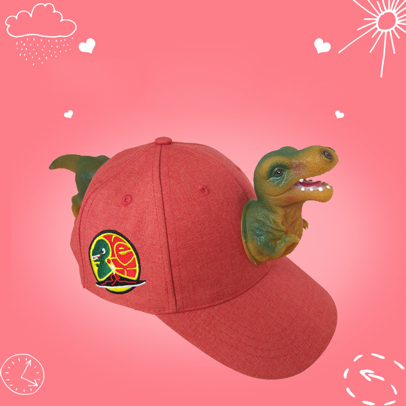 2019 Fashion Christmas New Year Gift Visor Women Children Cup Cotton Animal Girl Boy Hat 3D Tyrannosaurus Embroidery Dinosaur