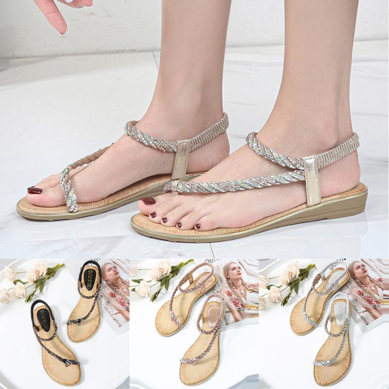 Woman Sandals Summer Flat Sandal Women Fashion Bohemian Beach Crystal Elastic band Shoes Casual Rome 36-42 zapatos de mujer 3.9, Bw
Woman Sandals Summer Flat Sandal Women Fashion Bohemian Beach Crystal Elastic band Shoes Casual Rome 36-42 zapatos de mujer 3.9, Bw