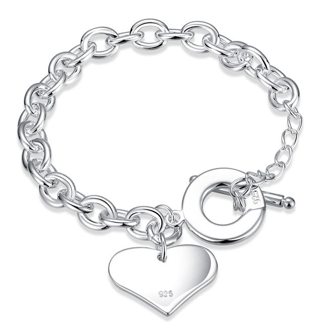Hot sale best gift 925 silver Wan heart brand TO Bracelet DFMCH285, Brand new 925 sterling silver plated Chain link bracelets high grade