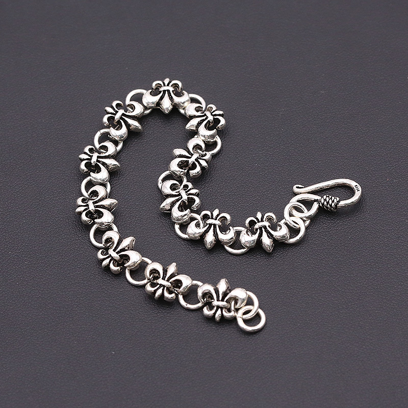 925 sterling silver handmade vintage CH jewelry American European antique silver designer anchor charm link chain bracelets for women men