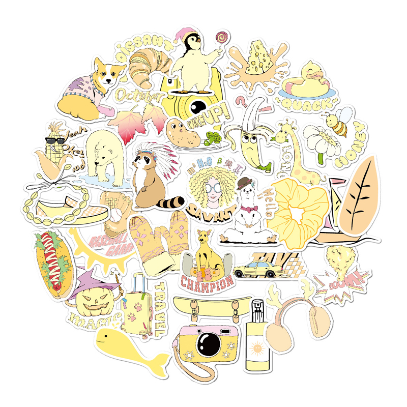 Cartoon Girl Yellow Literature and Art Style Sticker Graffiti Stickers to DIY Guitar Motorcycle Laptop Luggage Skateboard