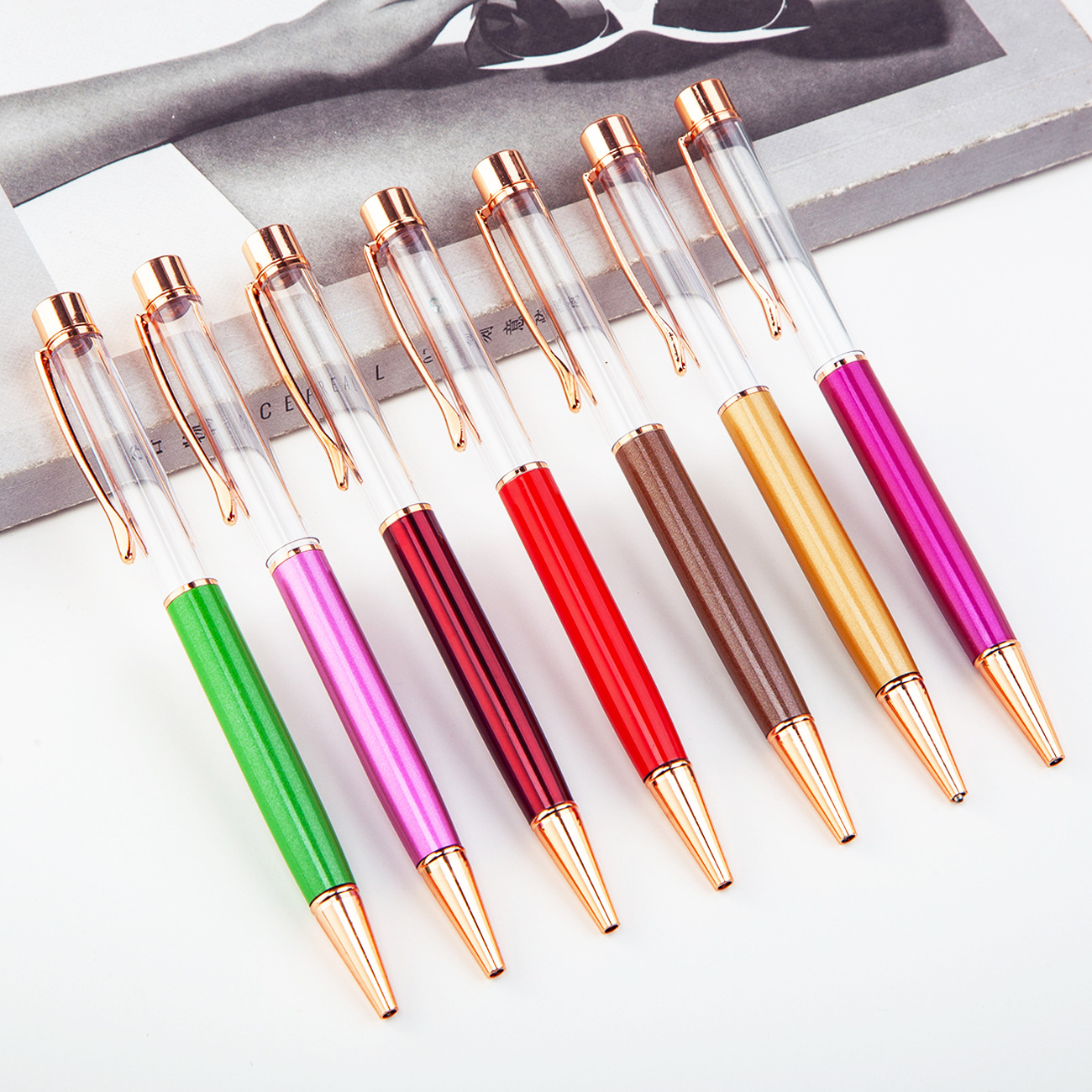 Empty Barrel Ballpoint Pen in a Rose Gold Finish Novel Ball Pen Custom Logo Engraved DIY Pen WJ098