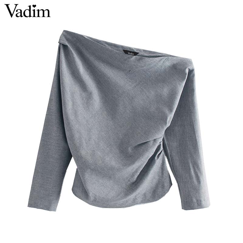 Vadim women sexy off shoulder blouse skew collar long sleeve pleated shirt female chic party club fashion tops LB525, As picture
Vadim women sexy off shoulder blouse skew collar long sleeve pleated shirt female chic party club fashion tops LB525, As picture