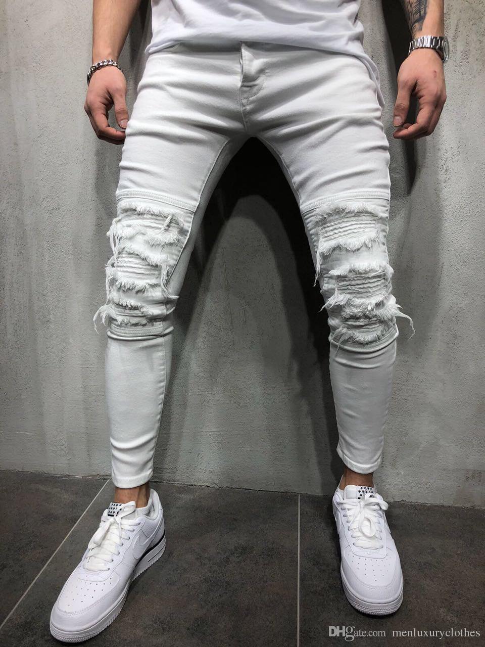 Men's Clothing Pants Men White Ripped Slim Fit Jeans Fashion Male Teenager Draped HIPHOP Skateboard Jeans, Blue
Men's Clothing Pants Men White Ripped Slim Fit Jeans Fashion Male Teenager Draped HIPHOP Skateboard Jeans, Blue