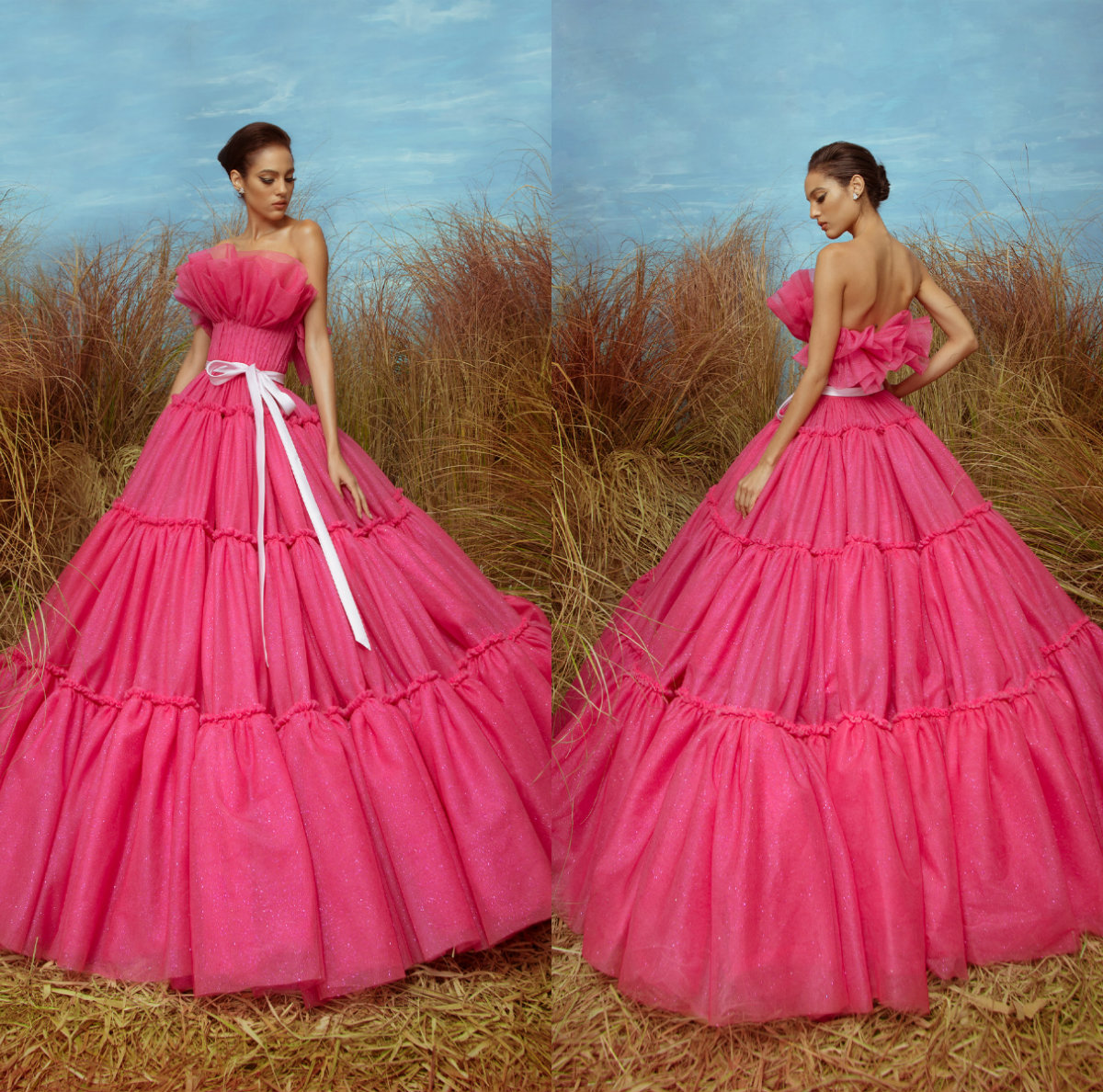 Water Melon Prom Dresses Abendkleider Strapless A Line Tulle Glitter A Line Evening Dress Sweep Train Custom Made Formal Occasion Gowns, Orange
Water Melon Prom Dresses Abendkleider Strapless A Line Tulle Glitter A Line Evening Dress Sweep Train Custom Made Formal Occasion Gowns, Orange